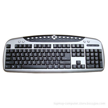 Multimedia Keyboard in Black, Built-in 12 Hot Keys